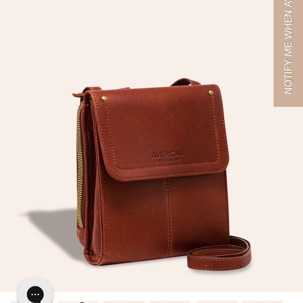 American Leather Crossbody bag “Kansas Brandy Tooled edition” - Picture 2 of 10